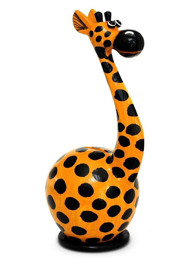 G6 Collection 15" Unique Handmade Wooden Giraffe Cute Coin Piggy Bank Statue Figurine Handcrafted Wood Hand Carved Decorative Keepsake Saving Money Adorable Kids Room Decor Gift Bank (Girrafe) - Image 2